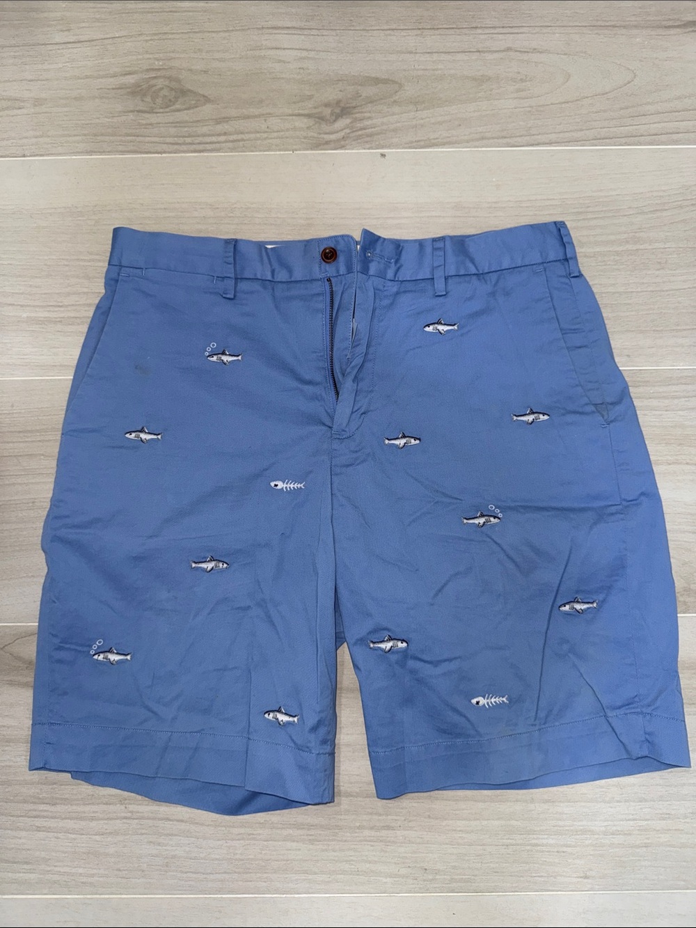 Polo by Ralph Lauren Blue Embroidered Fish Flat Front Shorts